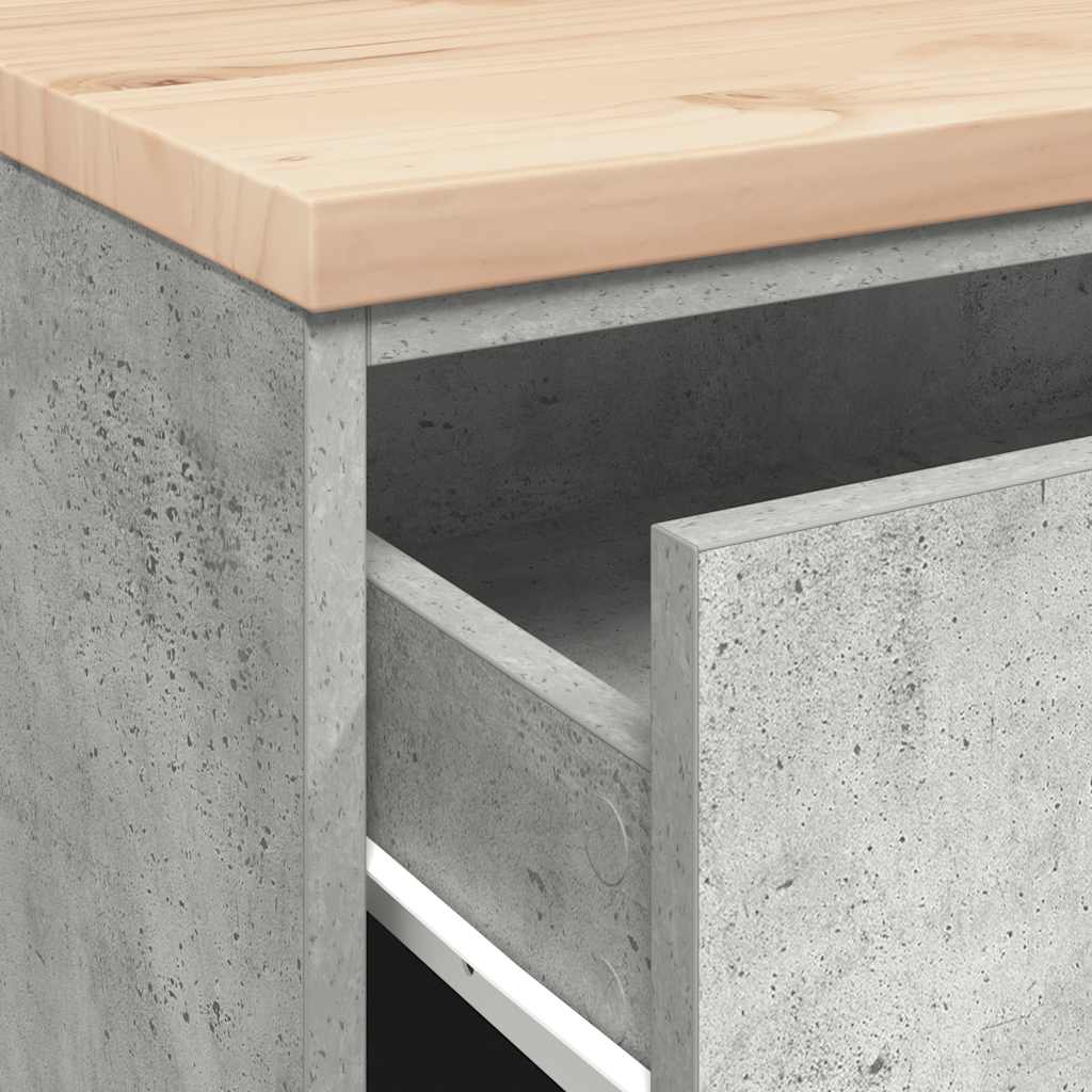Garageopbevaringsskab Beton Grå 60x51x85cm Massivt træ Fyrretræ