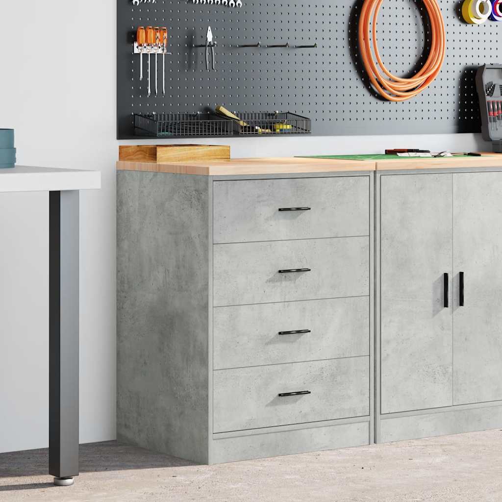 Garageopbevaringsskab Beton Grå 60x51x85cm Massivt træ Fyrretræ