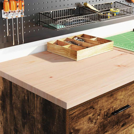Garageopbevaringsskab røget eg 60x51x85 cm massivt træ fyrretræ