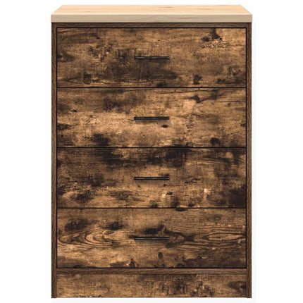 Garageopbevaringsskab røget eg 60x51x85 cm massivt træ fyrretræ
