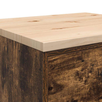 Garageopbevaringsskab røget eg 60x51x85 cm massivt træ fyrretræ