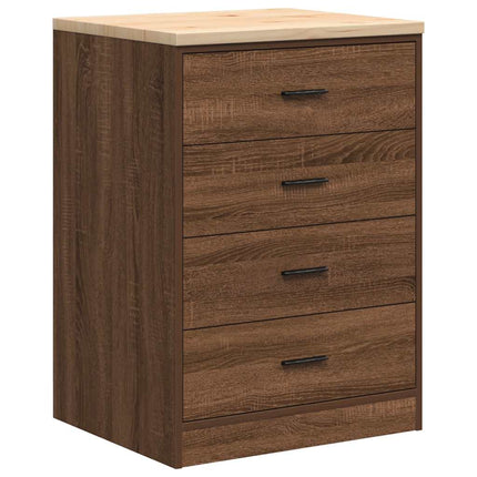 Garageopbevaringsskab brun eg 60x51x85 cm massivt træ fyrretræ