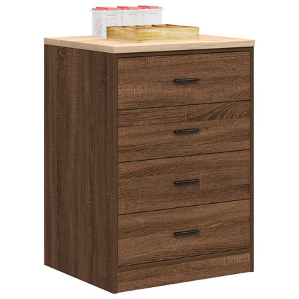 Garageopbevaringsskab brun eg 60x51x85 cm massivt træ fyrretræ