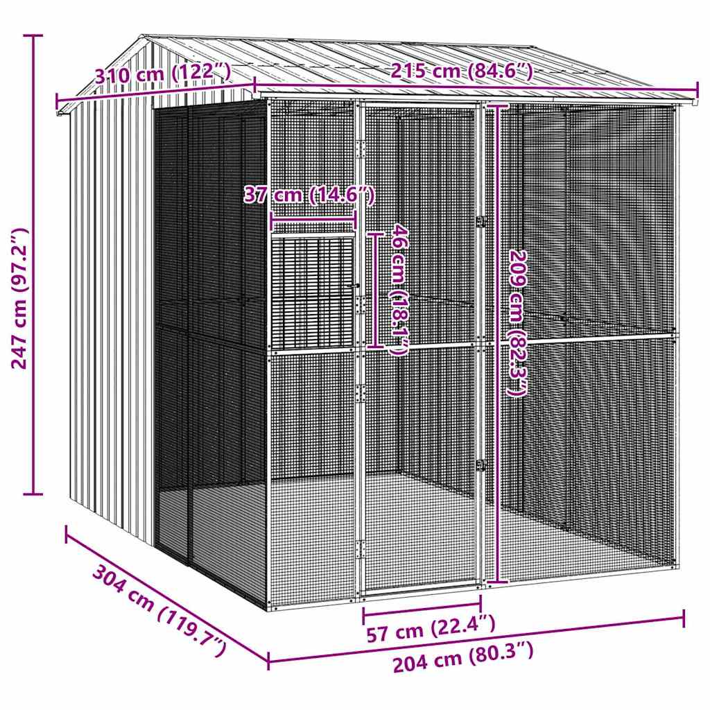 Fuglebur Antracit 215 x 310 x 247 cm Galvaniseret stål