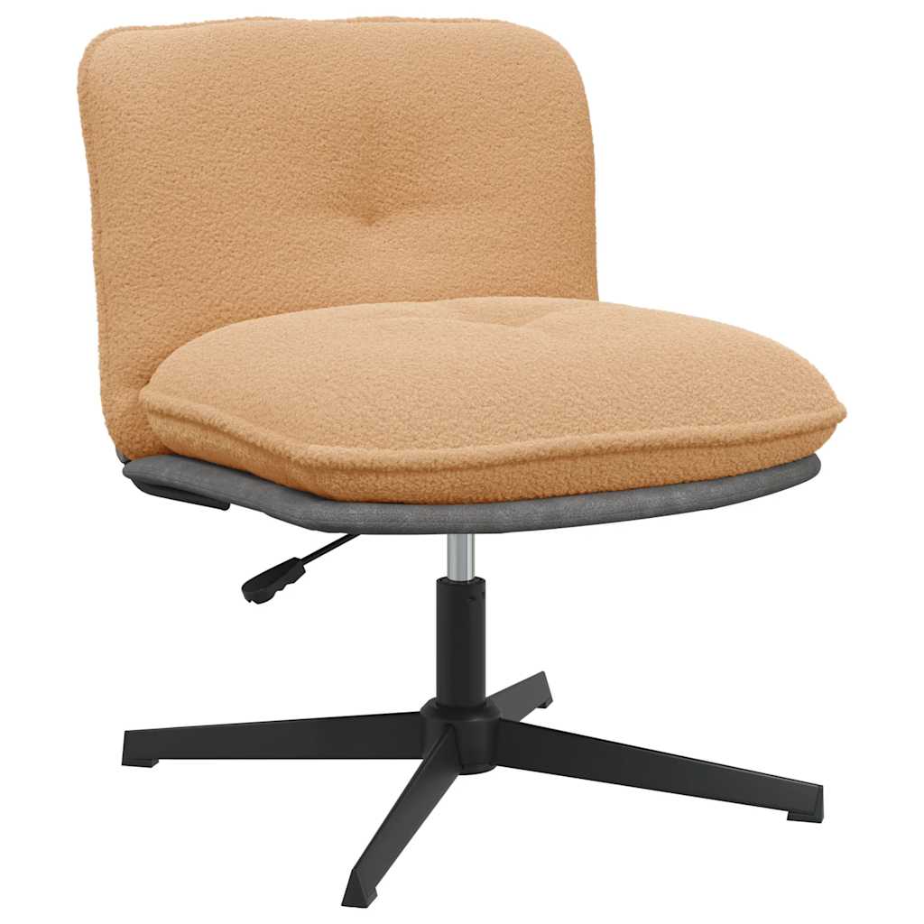 Højdejusterbar drejelig kontorstol - beige krøllet uld-lignende stof