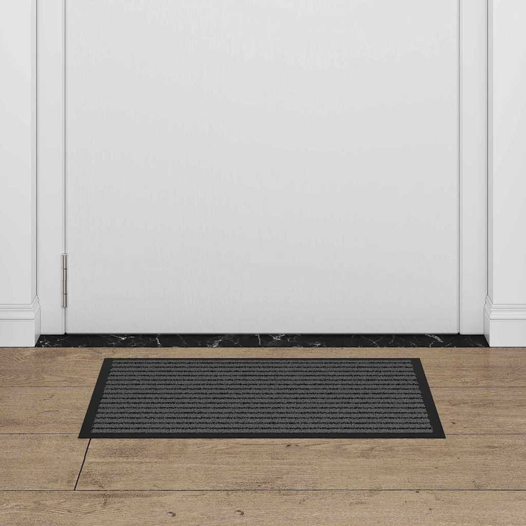 Dørmåtte Stribet Sort og grå 40 x 60 cm Polypropylen og PVC