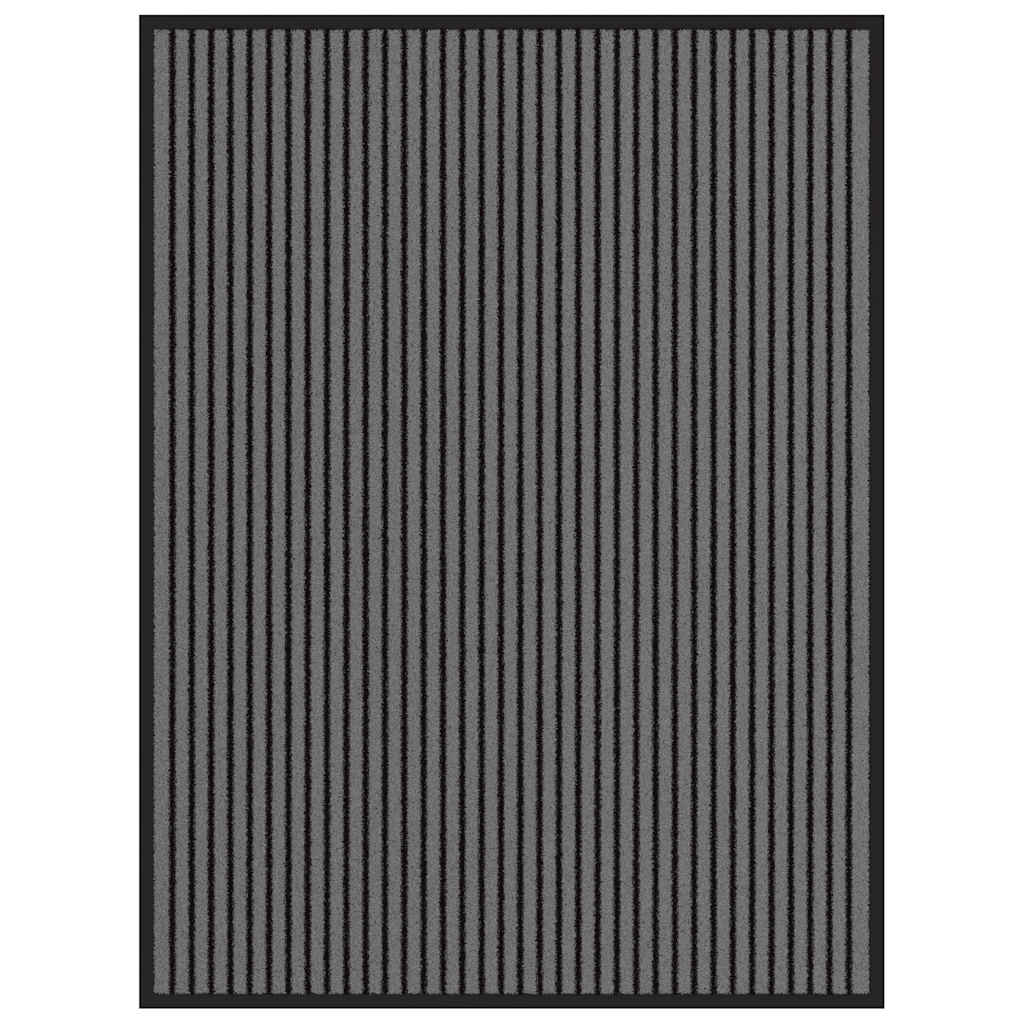 Dørmåtte Stribe Sort og Grå 90x120 cm billede
