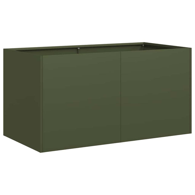 plantekasse olivengrøn 80x40x40 cm koldvalset stål