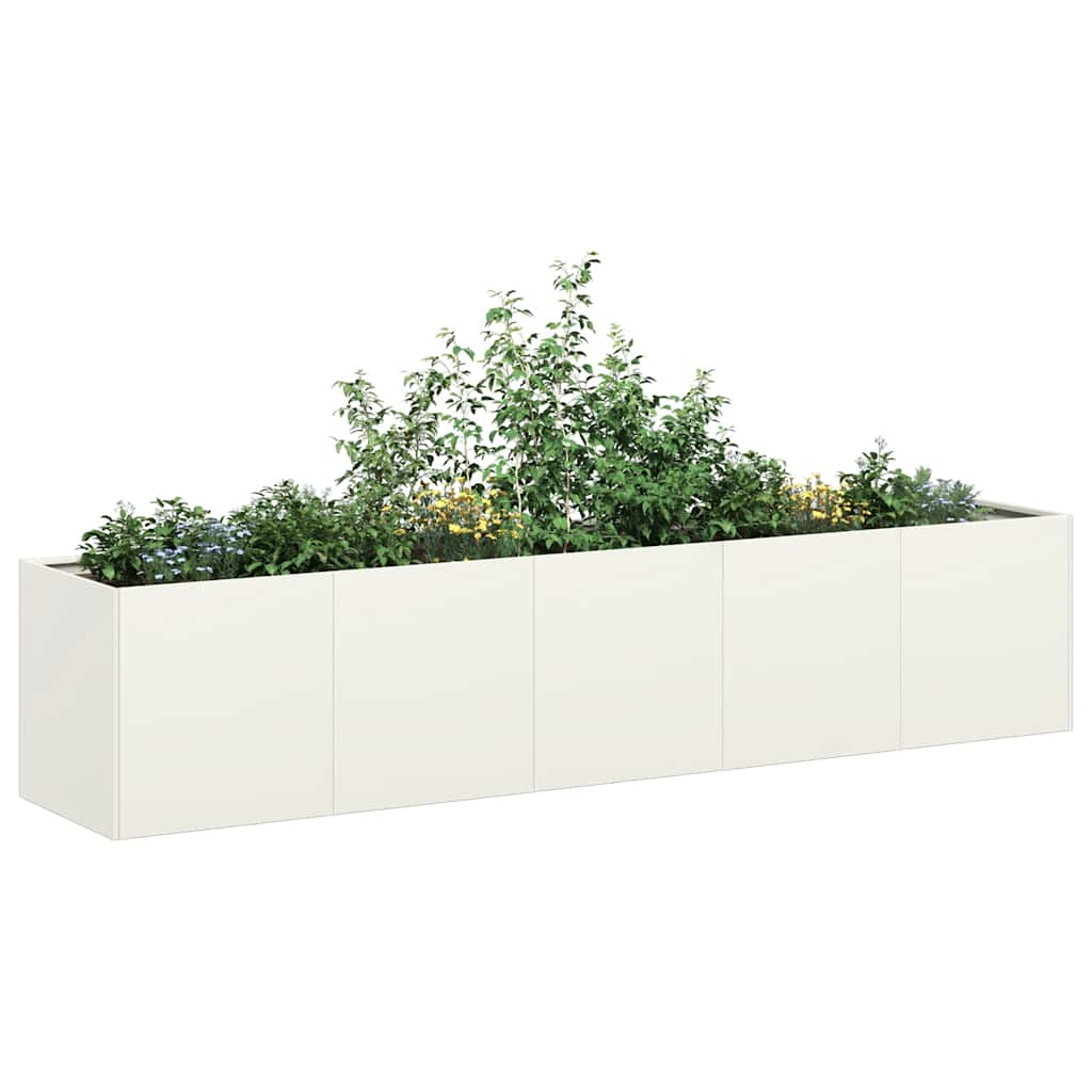 plantekasse hvid 200x40x40 cm koldvalset stål