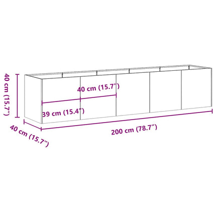 plantekasse antracit 200x40x40 cm koldvalset stål