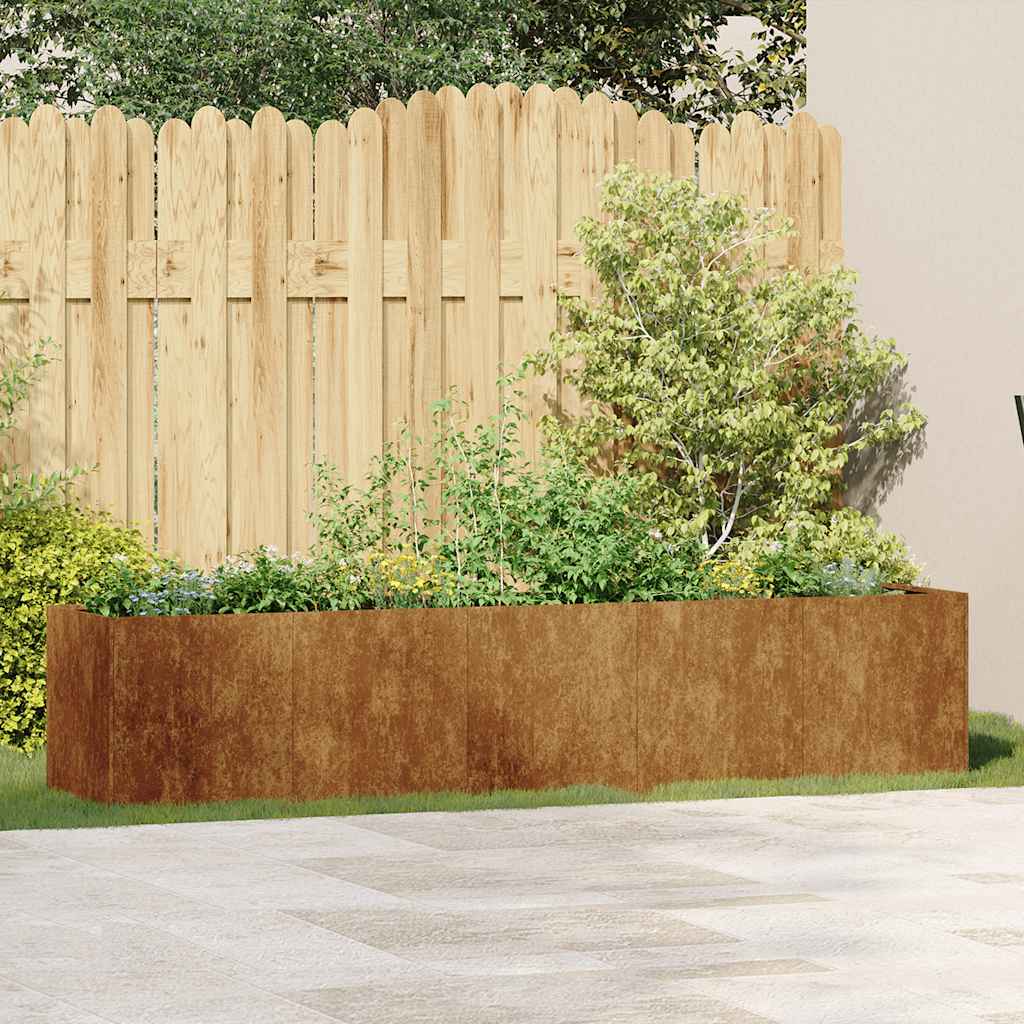 plantekasse rustfarvet 200x40x40 cm forvitringsstål