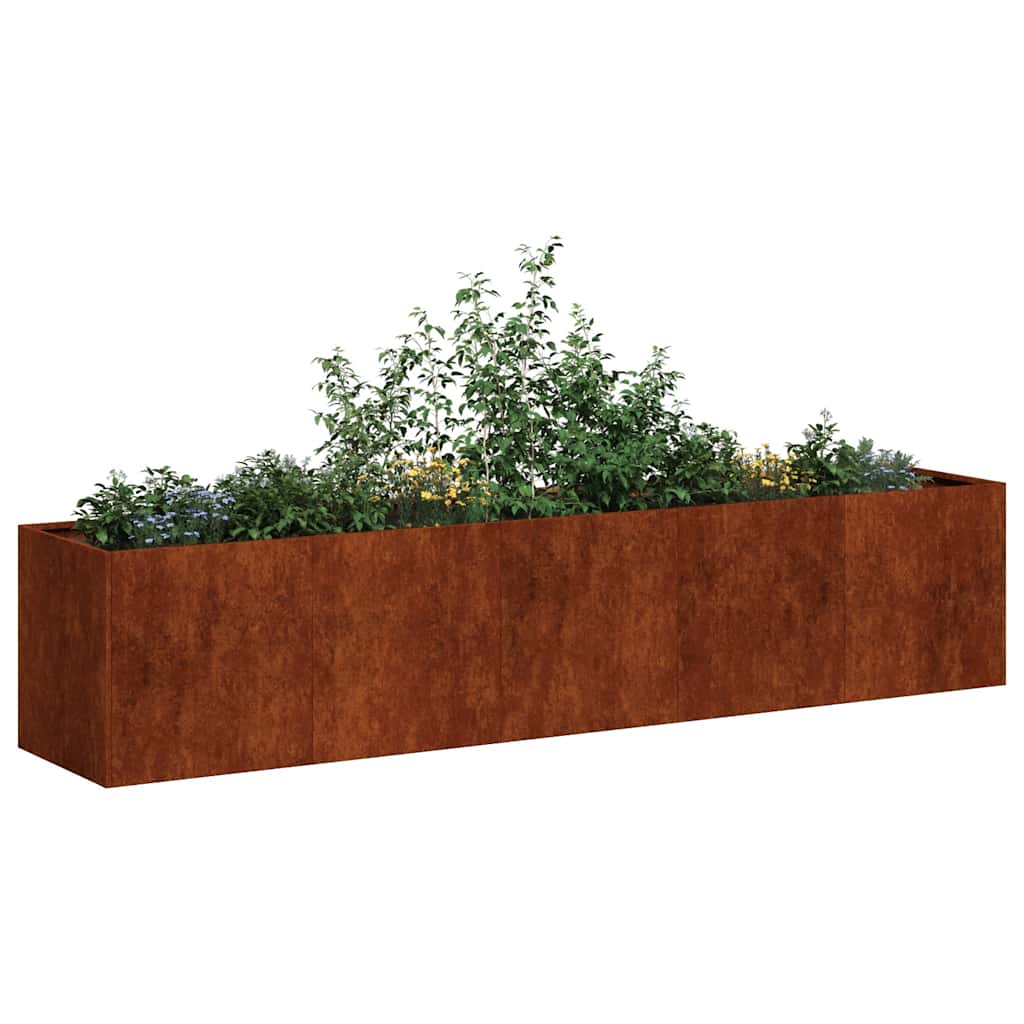 plantekasse rustfarvet 200x40x40 cm forvitringsstål