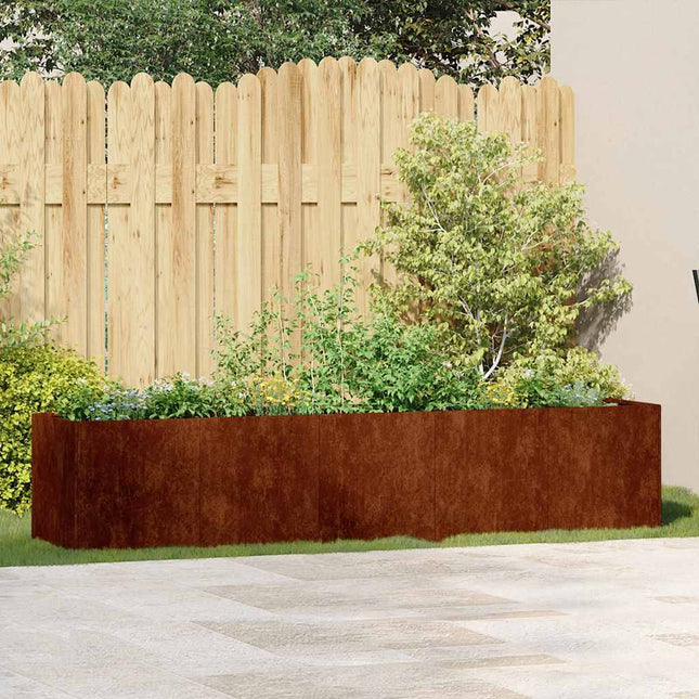 plantekasse rustfarvet 200x40x40 cm forvitringsstål