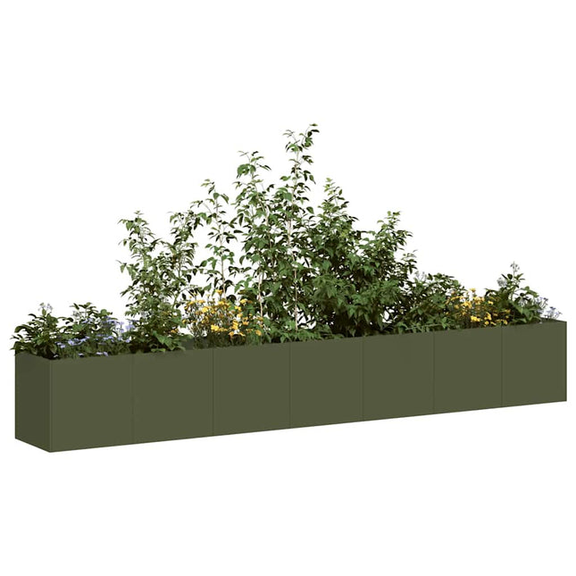 plantekasse olivengrøn 280x40x40 cm koldvalset stål