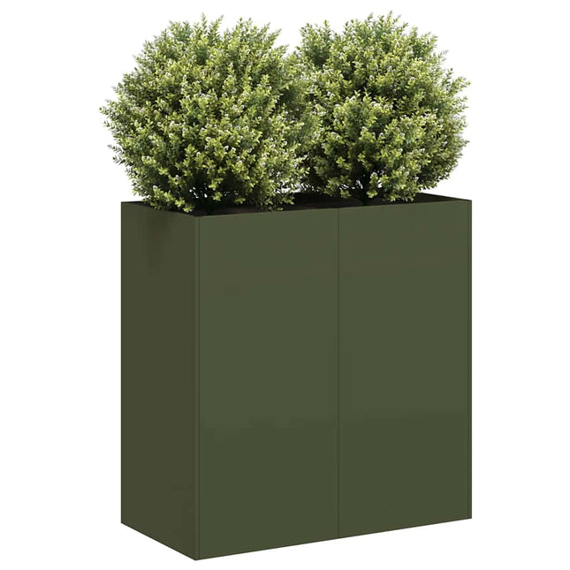 plantekasse olivengrøn 80x40x80 cm koldvalset stål