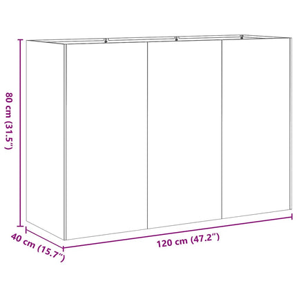 plantekasse 120x40x80 cm koldvalset stål antracitgrå