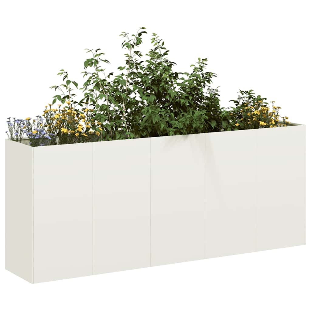 plantekasse hvid 200x40x80 cm koldvalset stål
