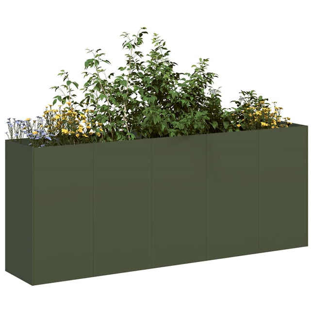 plantekasse olivengrøn 200x40x80 cm koldvalset stål