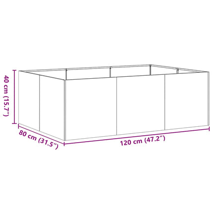 plantekasse 120x80x40 cm stål sort