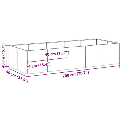 plantekasse 200x80x40 cm stål antracitgrå
