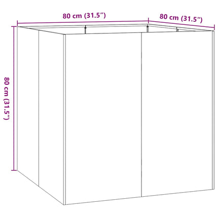 plantekasse 80x80x80 cm stål sort
