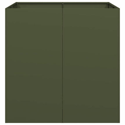 plantekasse 80x80x80 cm stål olivengrøn