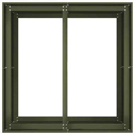 plantekasse 80x80x80 cm stål olivengrøn