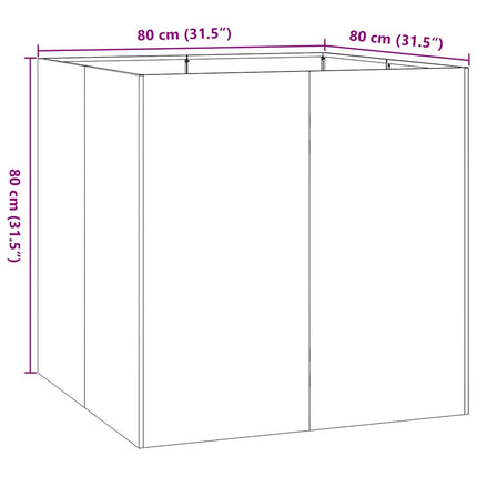 plantekasse 80x80x80 cm stål olivengrøn