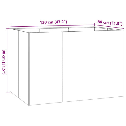 plantekasse 120x80x80 cm galvaniseret stål