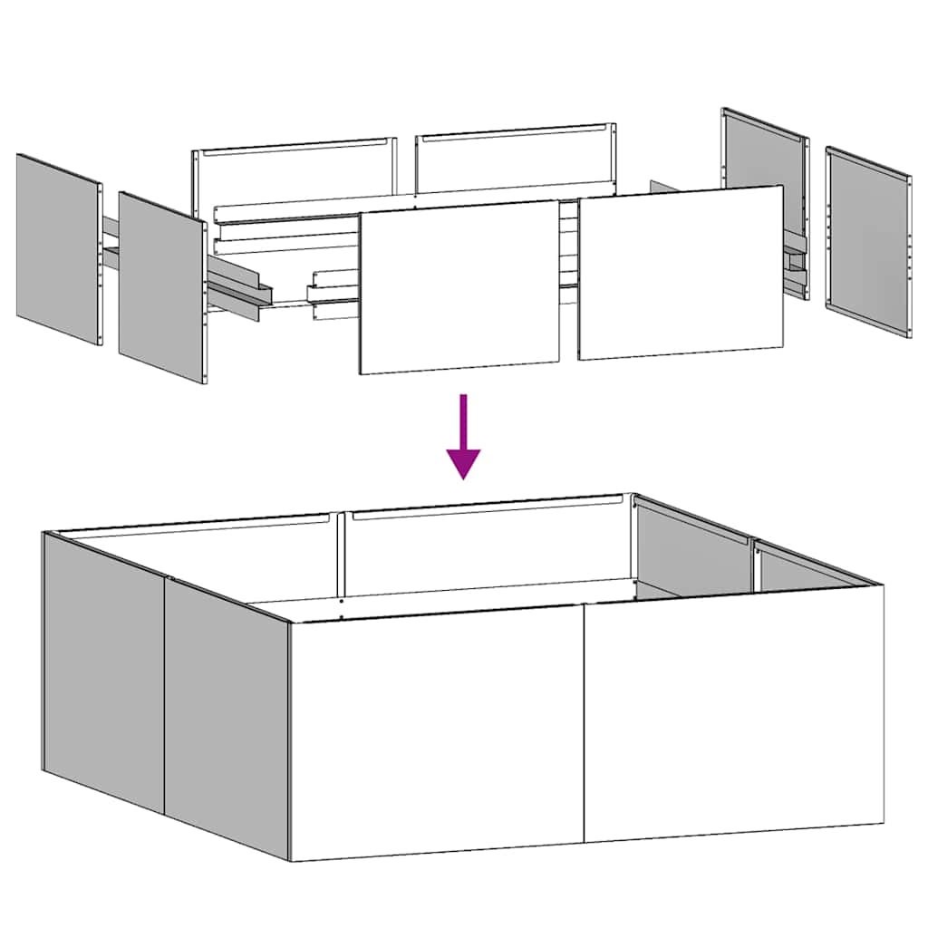 plantekasse 100x100x30 cm stål sort