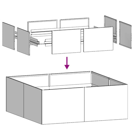 plantekasse 100x100x30 cm stål sort