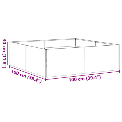 plantekasse 100x100x30 cm stål sort