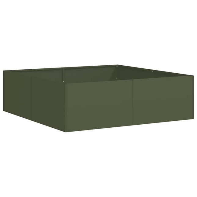plantekasse 100x100x30 cm stål olivengrøn