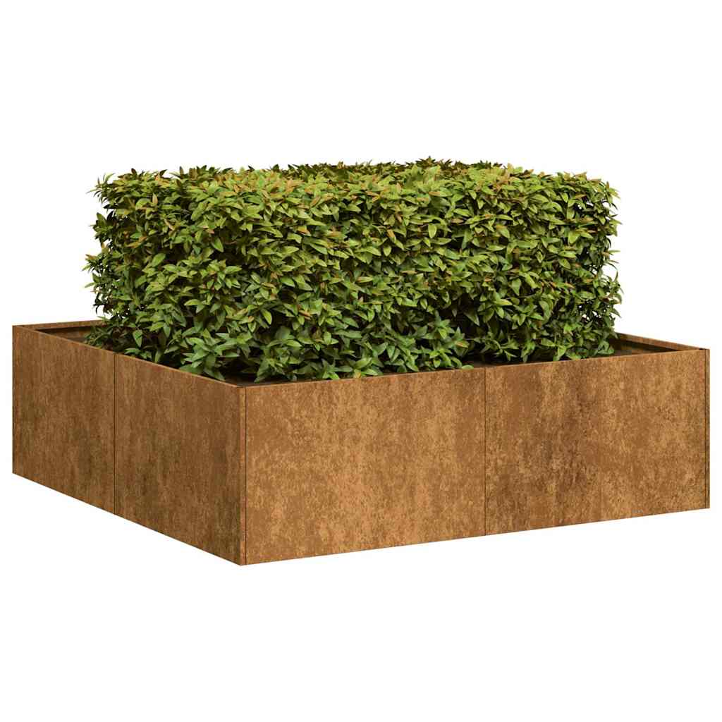 plantekasse rustfarvet 100x100x30 cm forvitringsstål