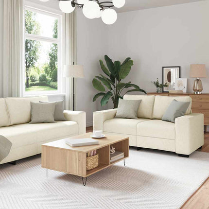 Sofa 3 stk. Beige Linned-blandet stof