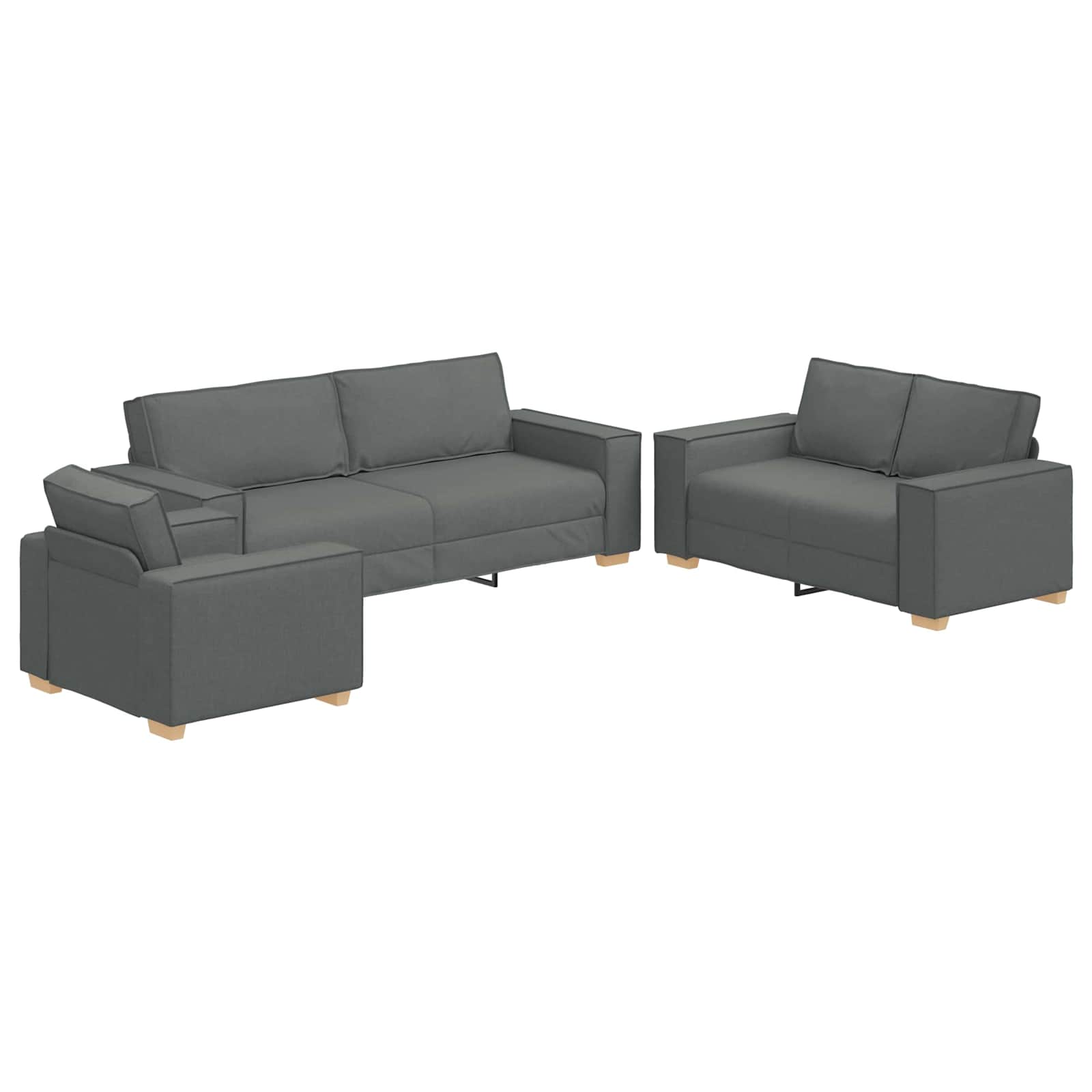Sofa 3 pcs Mørkegrå Linned-blandet stof