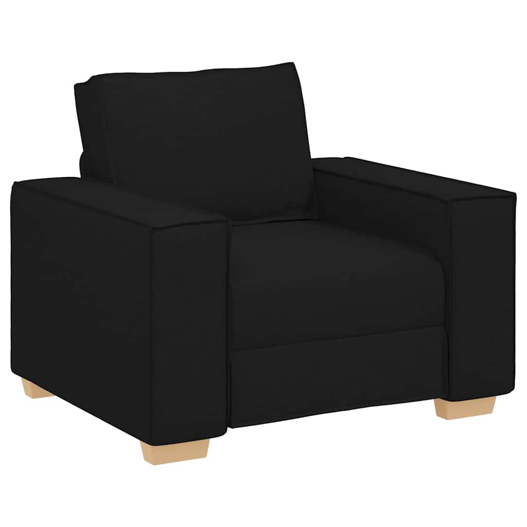 Sofa 3 pcs Sort Linned-blandet stof