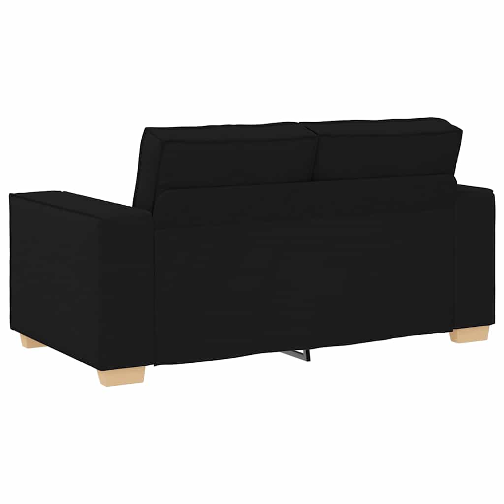 Sofa 3 pcs Sort Linned-blandet stof