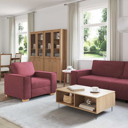 Sofa 3 pcs Vinrød 220 x 80 x 84 cm Linned-blandet stof