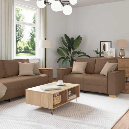 Sofa 3 pcs Brun 220 x 80 x 84 cm Linned-blandet stof