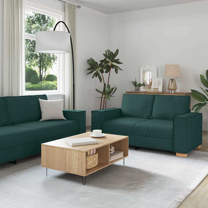 Sofa 3 pcs Mørkegrøn 220 x 80 x 84 cm Linned-blandet stof