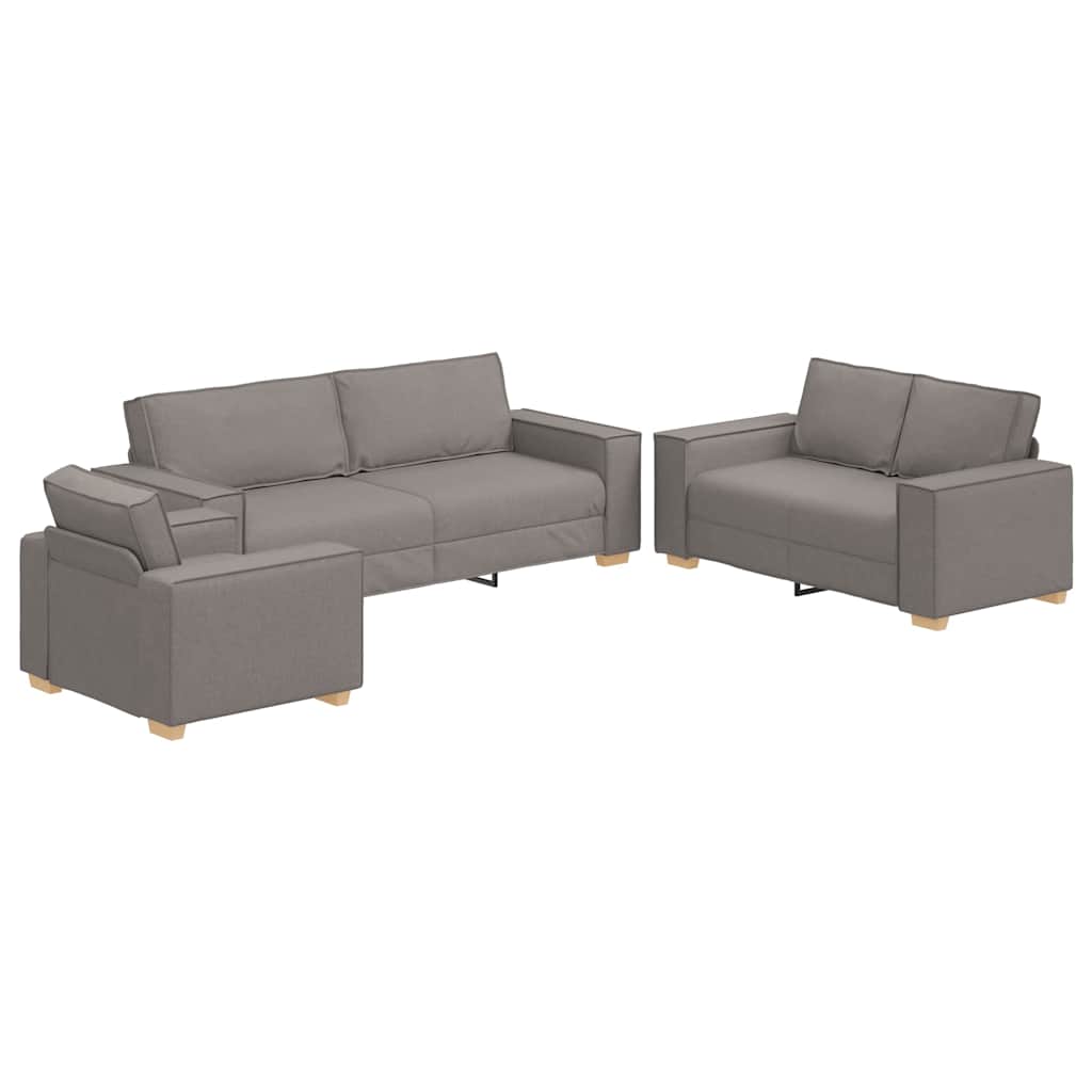Sofa 3 pcs Gråbrun Linned-blandet stof