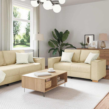 Sofa 3 pcs Creme 220 x 80 x 84 cm Linned-blandet stof