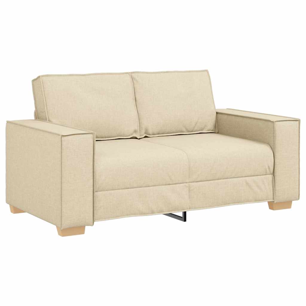 Sofa 3 pcs Creme Linned-blandet stof