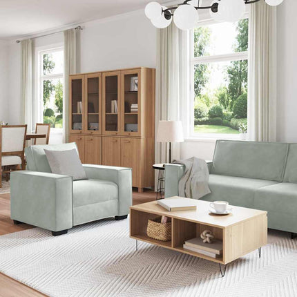 Sofa 3 stk. Lysegrå Linned-blandet stof