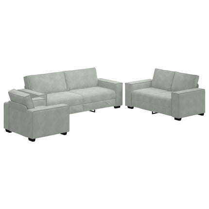 Sofa 3 stk. Lysegrå Linned-blandet stof