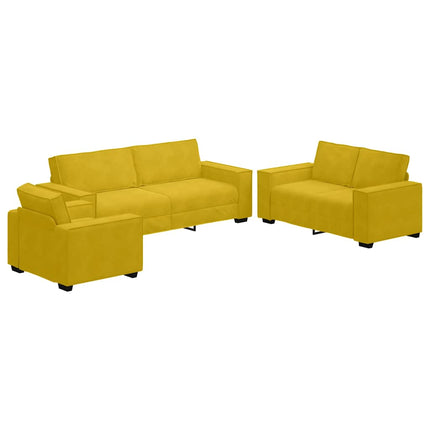 sofasæt 3 dele med hynder velour gul