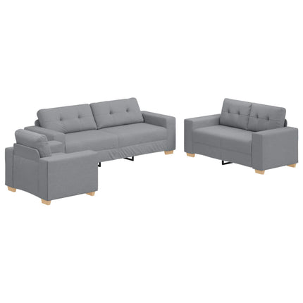Sofa 3 stk. Lysegrå Linned-blandet stof