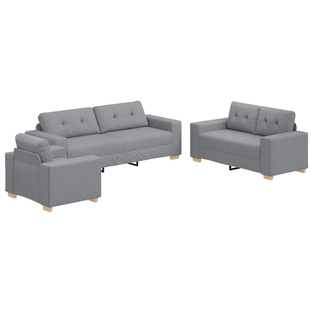 Sofa 3 stk. Lysegrå Linned-blandet stof