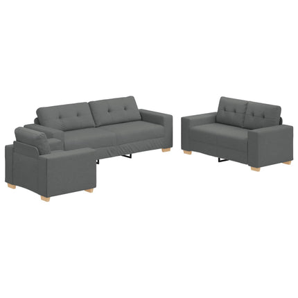 Sofa 3 pcs Mørkegrå 221 x 80 x 80 cm Linned-blandet stof